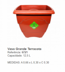 VASO QUADRADO GRANDE 12,5L TERRACOTA - Distribuidora 12 de Outubro