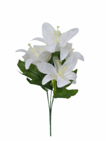 BUQUE LIRIO TIGRE 5 GALHOS BRANCO 35CM - Distribuidora 12 de Outubro