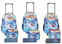 KIT MOCHILA LANCHEIRA ESTOJO SHARK ATTACK - Distribuidora 12 de Outubro