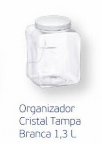POTE QUADRADO TAMPA BRANCA 1,3L - Distribuidora 12 de Outubro