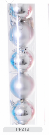 BOLA DE NATAL PRATA  C/ 6 PCS - Distribuidora 12 de Outubro