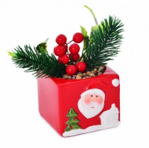 VASO PAPAI NOEL FLORES 13X8X7CM - Distribuidora 12 de Outubro