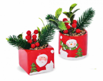 VASO PAPAI NOEL FLORES 13X8X7CM - Distribuidora 12 de Outubro