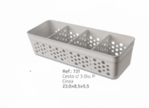 CESTO C 3 DIV P CINZA - Distribuidora 12 de Outubro