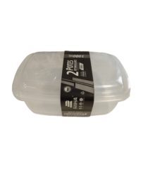 CONJUNTO 2 POTES QUADRADO 1 L TRANSPARENTE C/ - Distribuidora 12 de Outubro