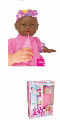 BONECA JUDY BABY FAZ XIXI NEGRA - Distribuidora 12 de Outubro