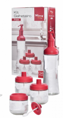 KIT GALHETEIRO PRISM VIDRO 4 PCS - Distribuidora 12 de Outubro