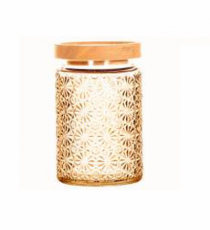 POTE DE VIDRO 670ML TAMPA MADEIRA - Distribuidora 12 de Outubro