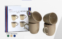 CONJ.XIC CERAMICA BRILHANTE CORES 130ML C/4PC - Distribuidora 12 de Outubro