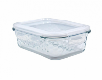 POTE DE VIDRO HERMETICO QUADRADO 520ML BRANCO - Distribuidora 12 de Outubro