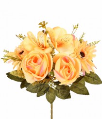 BQ MISTO PEONIA GERBERA E AMARILIS X5 AMARELO - Distribuidora 12 de Outubro