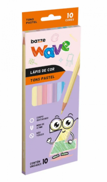 LAPIS COR BAZZE WAVE PASTEL 10COR CJTO - Distribuidora 12 de Outubro