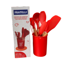 CJTO UTENSILIOS SILICONE VERM CABO BAMBU 7PCS - Distribuidora 12 de Outubro