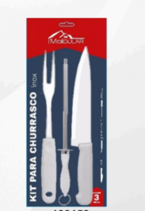 KIT CHURRASCO 3PCS FACA 8 E CHAIRA E GARFO - Distribuidora 12 de Outubro