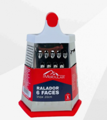 RALADOR 6 FACES INOX C/CABO PLASTICO 20CM - Distribuidora 12 de Outubro