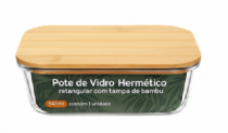 POTE DE VIDRO HERMETICO RETANGUL - Distribuidora 12 de Outubro