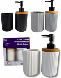 PORTA ESCOVAS DE CERAMICA + PORTA SABONETE LI - Distribuidora 12 de Outubro