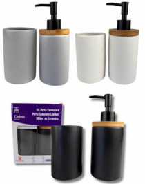 PORTA ESCOVAS DE CERAMICA + PORTA SABONETE LI - Distribuidora 12 de Outubro