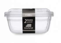 CONJ.2 POTES 1500 ML QUADRADO TRANSPARENTE - Distribuidora 12 de Outubro