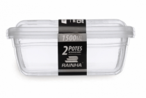 CONJ.2 POTES 1500 ML RETANGULAR TRANSPARENTE - Distribuidora 12 de Outubro