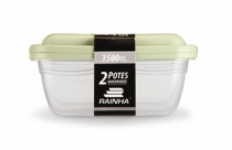 CONJ 2 POTES QUADRADO 1,5 L TRANSP.C/TAMPA CO - Distribuidora 12 de Outubro