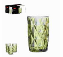 CJ 3 COPOS VIDRO DIAMOND VERDE 370ML - Distribuidora 12 de Outubro