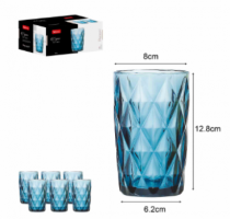 CJ 6 COPOS VIDRO DIAMOND AZUL 370ML - Distribuidora 12 de Outubro