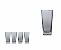 CJ 4 COPOS VIDRO PURE PRETO FUME 315ML - Distribuidora 12 de Outubro