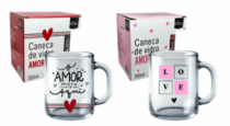 CANECA DE VIDRO RETA AMOR SORT - Distribuidora 12 de Outubro