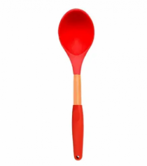 COLHER MULTIUSO C/ CABO DE MADEIRA E SILICONE - Distribuidora 12 de Outubro