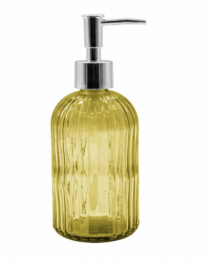 DISPENSER LIQUIDO VIDRO AMARELO 420ML - Distribuidora 12 de Outubro
