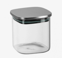 POTE QUADRADO TAMPA INOX 6X6X10CM 250ML - Distribuidora 12 de Outubro