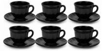 JG DE XICARAS DE VIDRO PRETO C/ PIRES P/ CAFE - Distribuidora 12 de Outubro