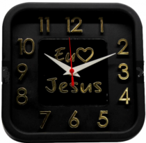 RELOGIO 3D SIGMA QUAD DOURADO JESUS PRETO - Distribuidora 12 de Outubro
