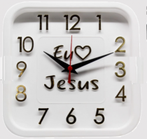RELOGIO 3D SIGMA QUAD DOURADO JESUS BRANCO - Distribuidora 12 de Outubro