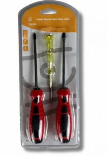 CONJUNTO DE CHAVE FENDA, PHILIPS E TESTE - Distribuidora 12 de Outubro
