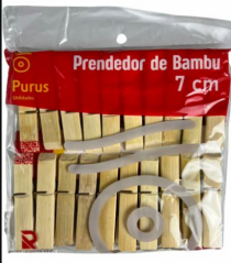 PRENDEDOR DE BAMBÚ C/20 UNIDADES 7CM CADA - Distribuidora 12 de Outubro