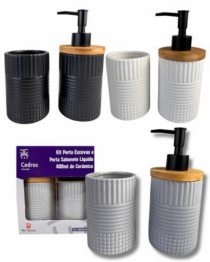 PORTA ESCOVAS DE CERAMICA + PORTA SABONETE LI - Distribuidora 12 de Outubro