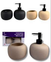 PORTA ESCOVAS DE CERAMICA + PORTA SABONETE LI - Distribuidora 12 de Outubro