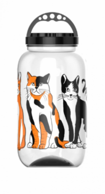POTE DECORADO CAT TAMPA PRETA COM ROSCA E ALC - Distribuidora 12 de Outubro