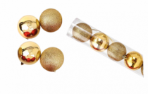BOLA LISA MISTA TUBO DOURADO 4CM 12PCS - Distribuidora 12 de Outubro