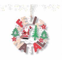 GUIRLANDA DECOR FELIZ NATAL MDF 20CM - Distribuidora 12 de Outubro