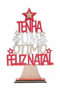 ARVORE DECOR FELIZ NATAL MDF 14,5 X 22CM - Distribuidora 12 de Outubro