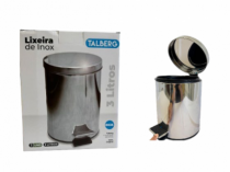 LIXEIRA DE ACO INOX 3L C/ PEDAL - Distribuidora 12 de Outubro