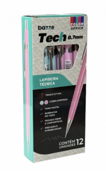 LAPISEIRA TECH BAZZE 0.7MM PASTEL CX12UN - Distribuidora 12 de Outubro
