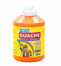 TINTA GUACHE ESCOLAR HERO 250ML LARANJA - Distribuidora 12 de Outubro