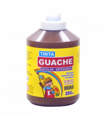 TINTA GUACHE ESCOLAR HERO 250ML MARROM - Distribuidora 12 de Outubro