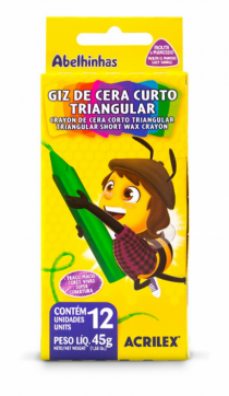 GIZ DE CERA CURTO TRIANGULAR 12 CORES - Distribuidora 12 de Outubro