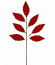 H.FOLHA NATAL AVELUDADO VERMELHO DOURADO 70CM - Distribuidora 12 de Outubro