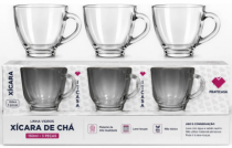 XICARA DE VIDRO CHA 150 ML C/3 - Distribuidora 12 de Outubro